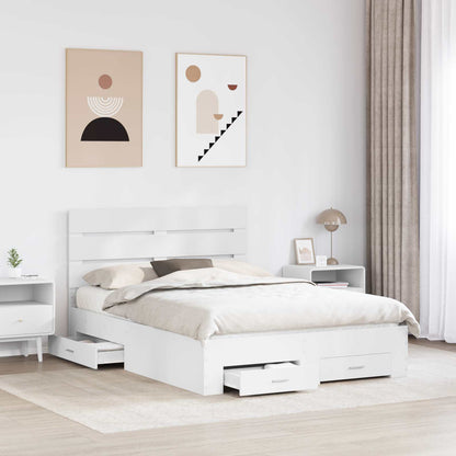 vidaXL Bed Frame with Drawer White 140 x 200 cm Engineered Wood 3