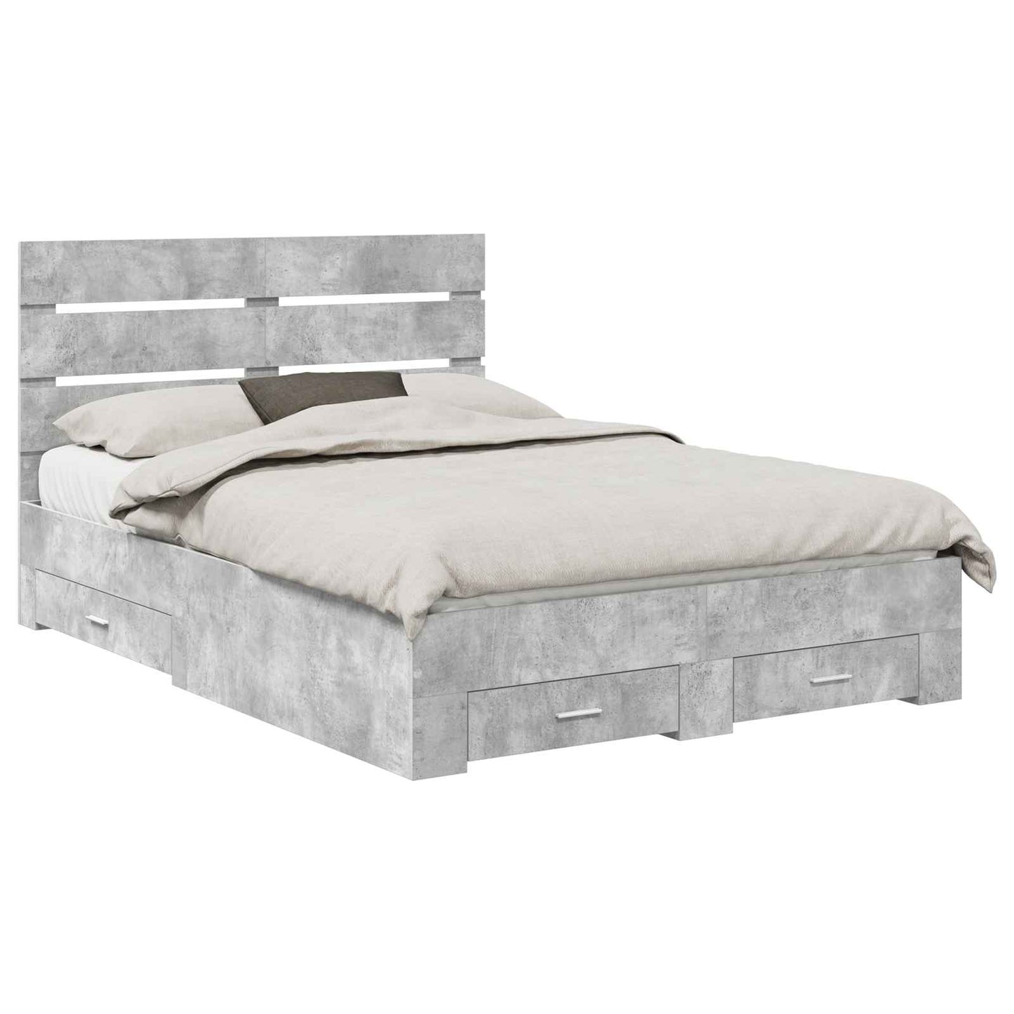 vidaXL Bed Frame Concrete Grey 140 x 200 cm Engineered Wood 2