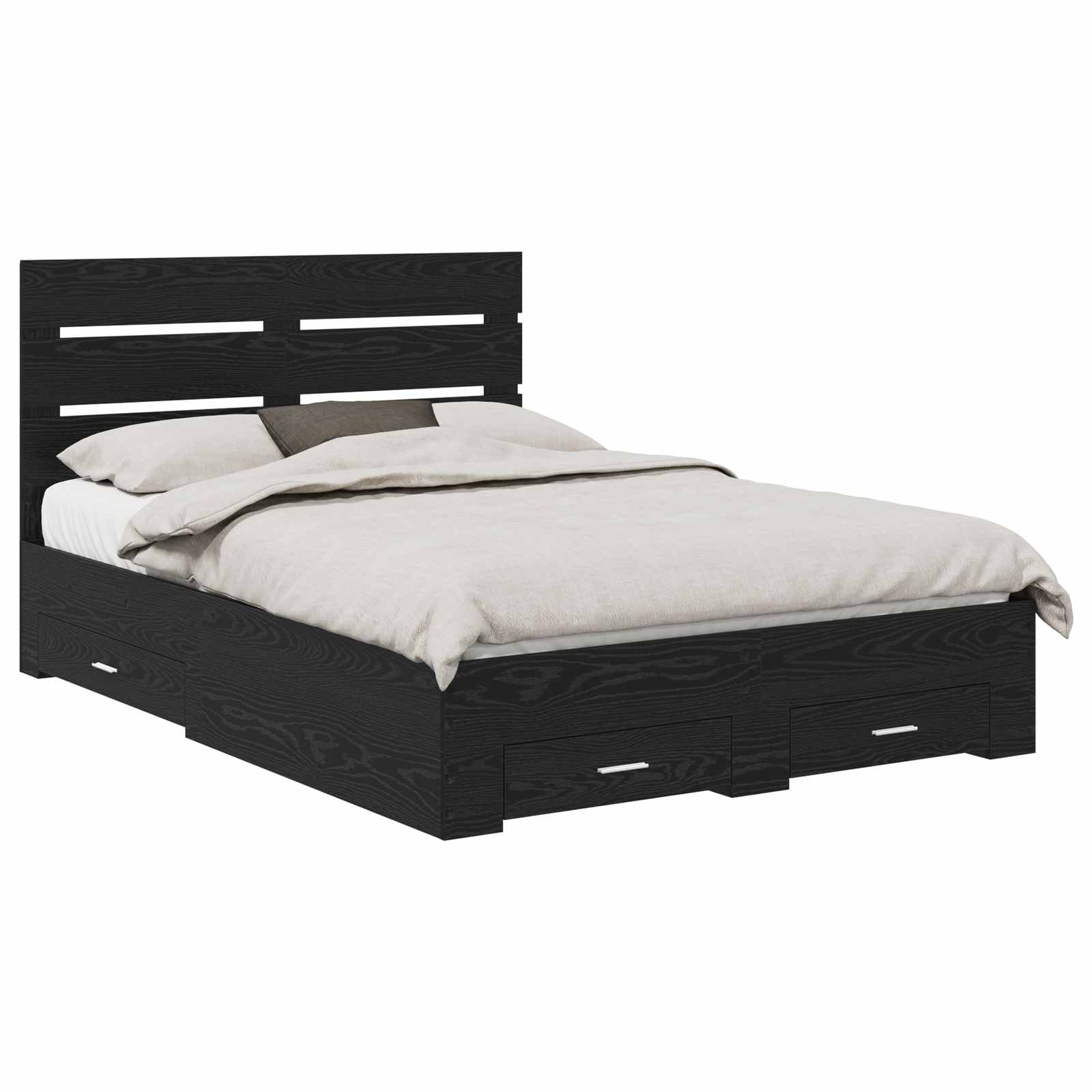 vidaXL Bed Frame with Drawer Black Oak 140 x 190 cm Engineered Wood 2