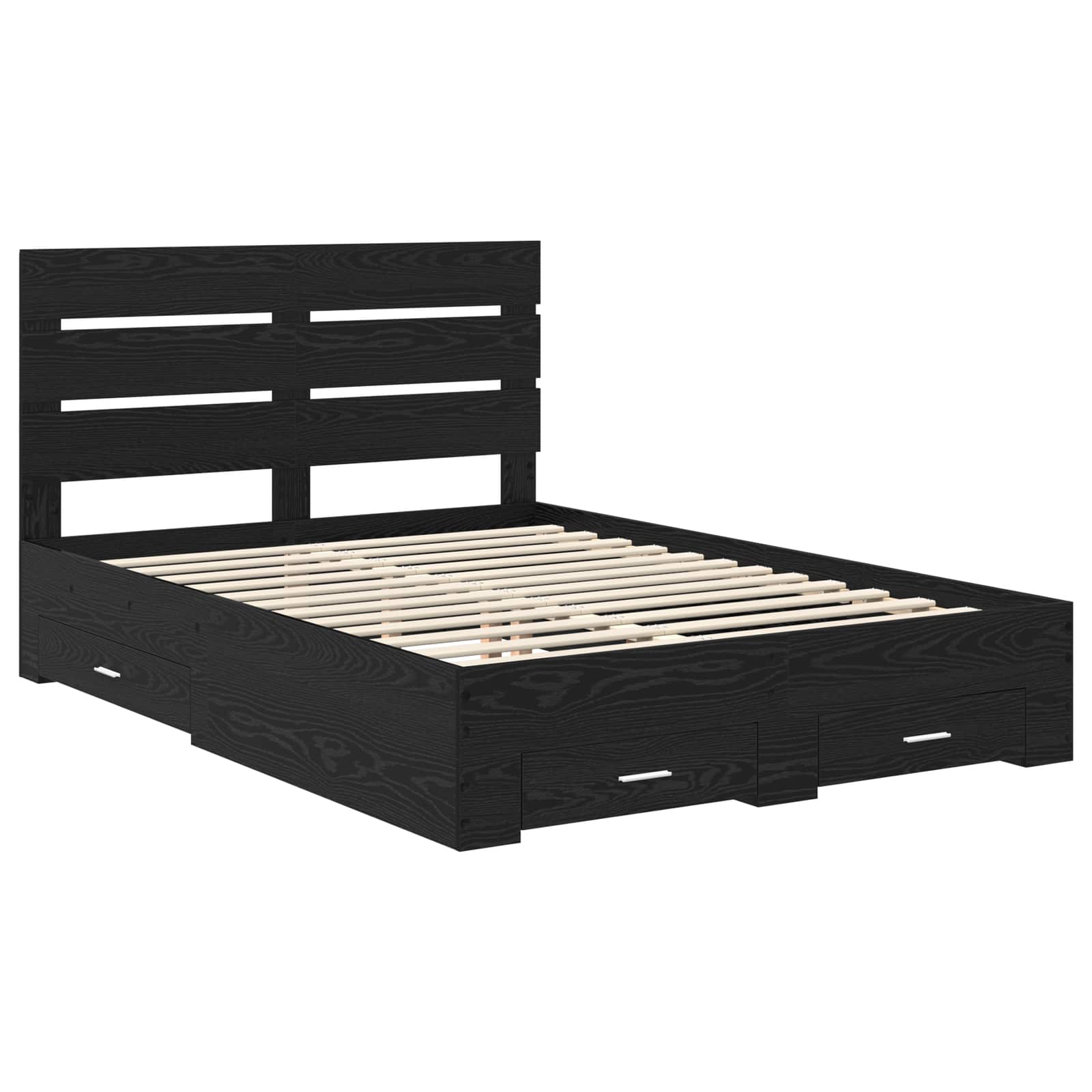 vidaXL Bed Frame with Drawer Black Oak 140 x 190 cm Engineered Wood 4