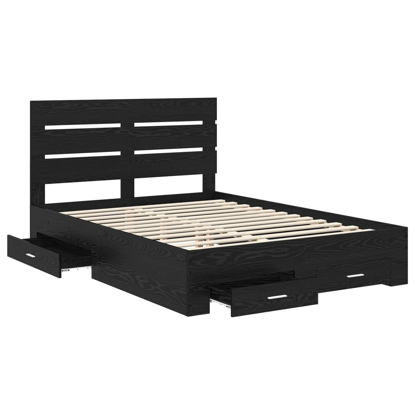 vidaXL Bed Frame with Drawer Black Oak 140 x 190 cm Engineered Wood 5
