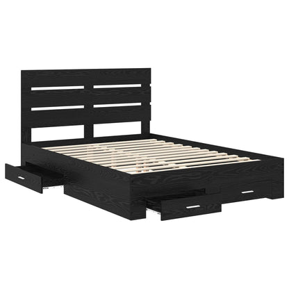 vidaXL Bed Frame with Drawer Black Oak 140 x 190 cm Engineered Wood 5