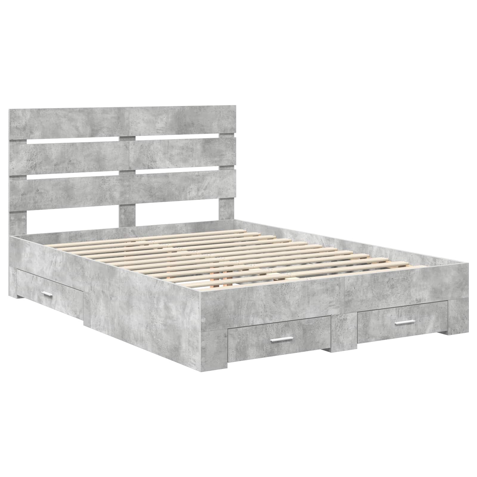 vidaXL Bed Frame Concrete Grey 140 x 190 cm Engineered Wood 4