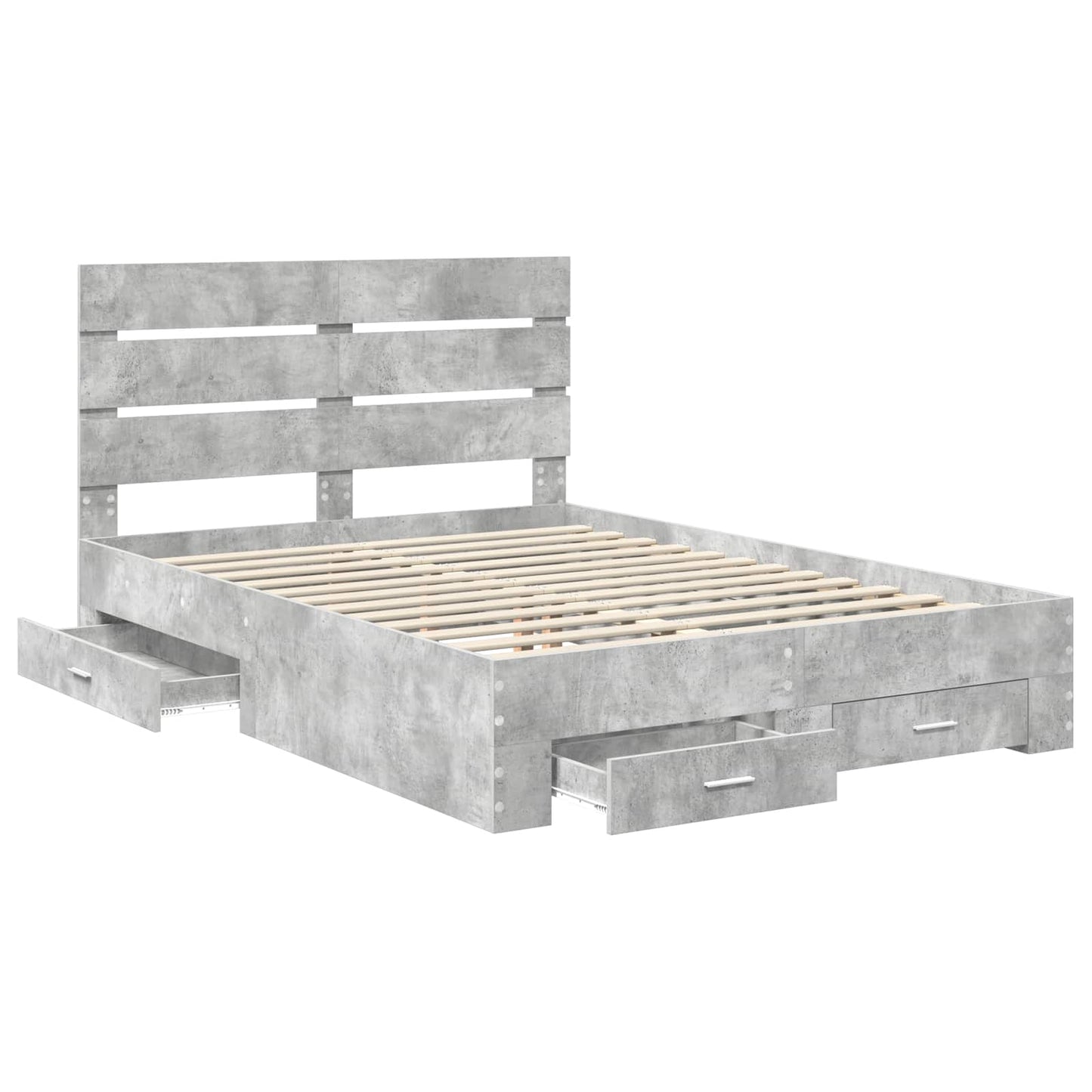 vidaXL Bed Frame Concrete Grey 140 x 190 cm Engineered Wood 5