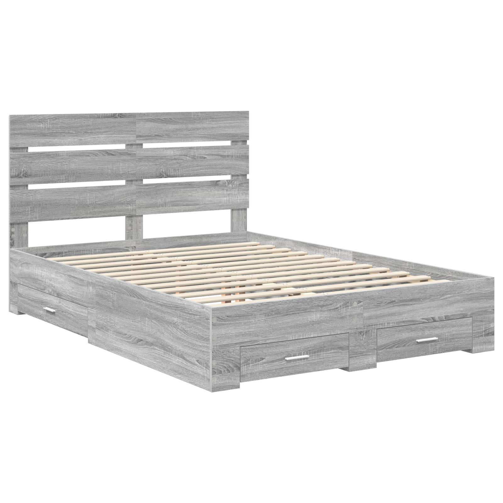 vidaXL Bed Frame with Drawer Grey Sonoma 140 x 190 cm Engineered Wood 4