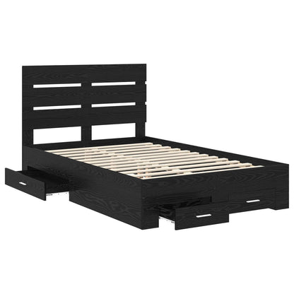 vidaXL Bed Frame with Drawer Black Oak 135 x 190 cm Engineered Wood 5