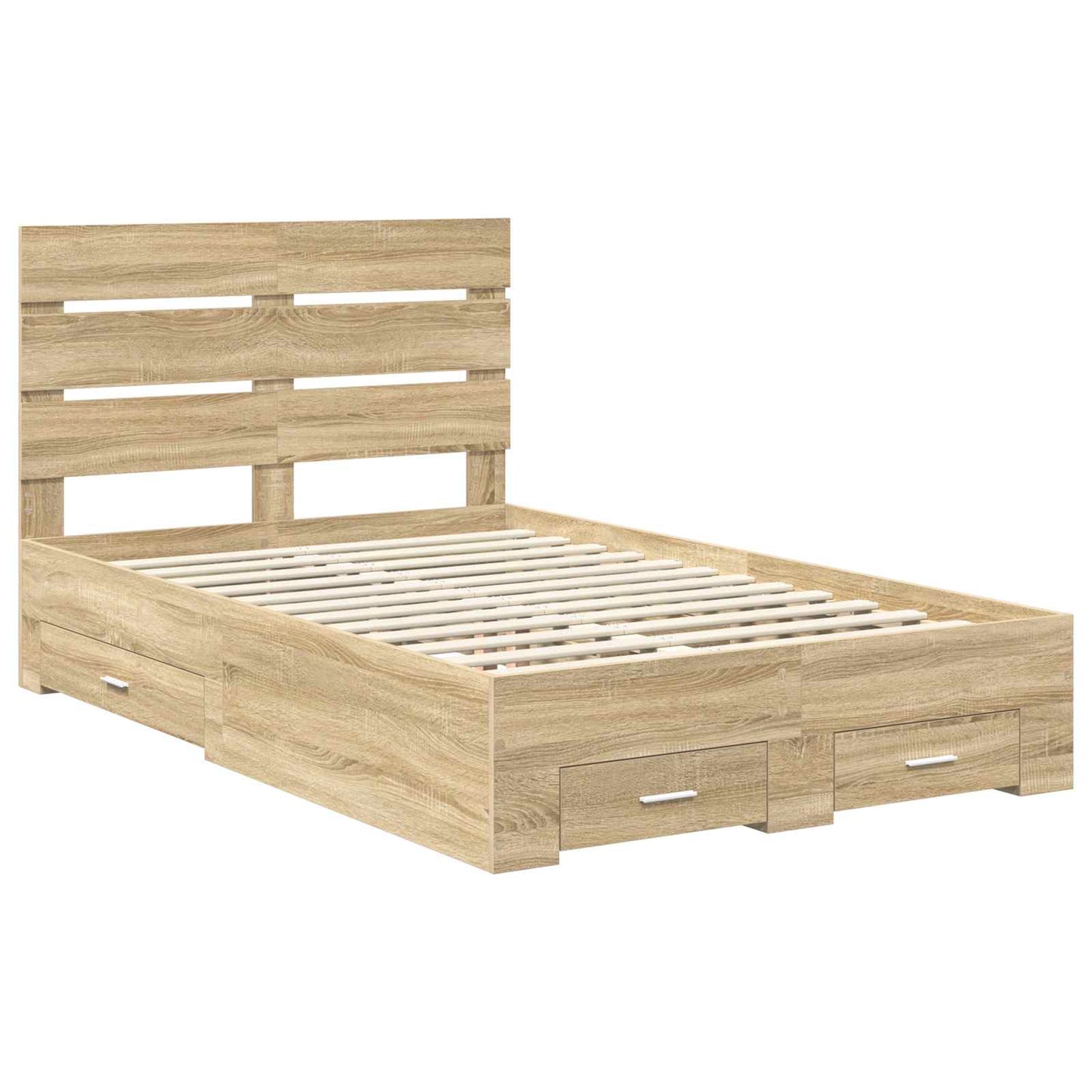 vidaXL Bed Frame with Drawer Sonoma Oak 135 x 190 cm Engineered Wood 4