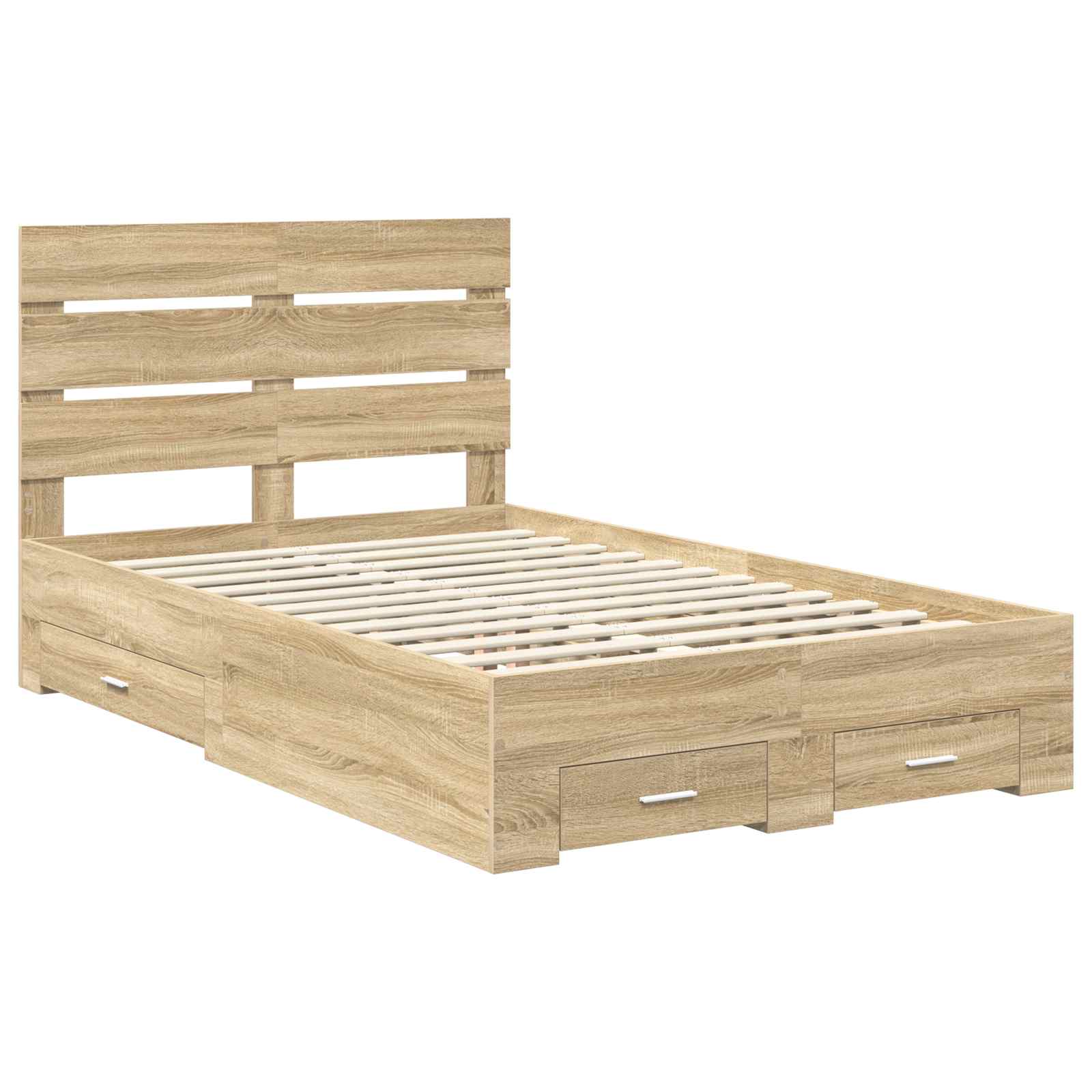 vidaXL Bed Frame with Drawer Sonoma Oak 135 x 190 cm Engineered Wood 4