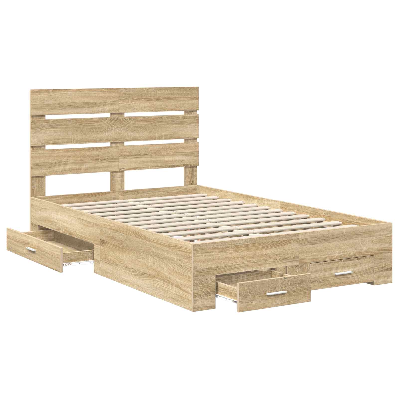 vidaXL Bed Frame with Drawer Sonoma Oak 135 x 190 cm Engineered Wood 5