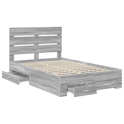 vidaXL Bed Frame with Drawer Grey Sonoma 135 x 190 cm Engineered Wood 5