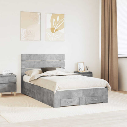 vidaXL Bed Frame Concrete Grey 120 x 200 cm Engineered Wood 1
