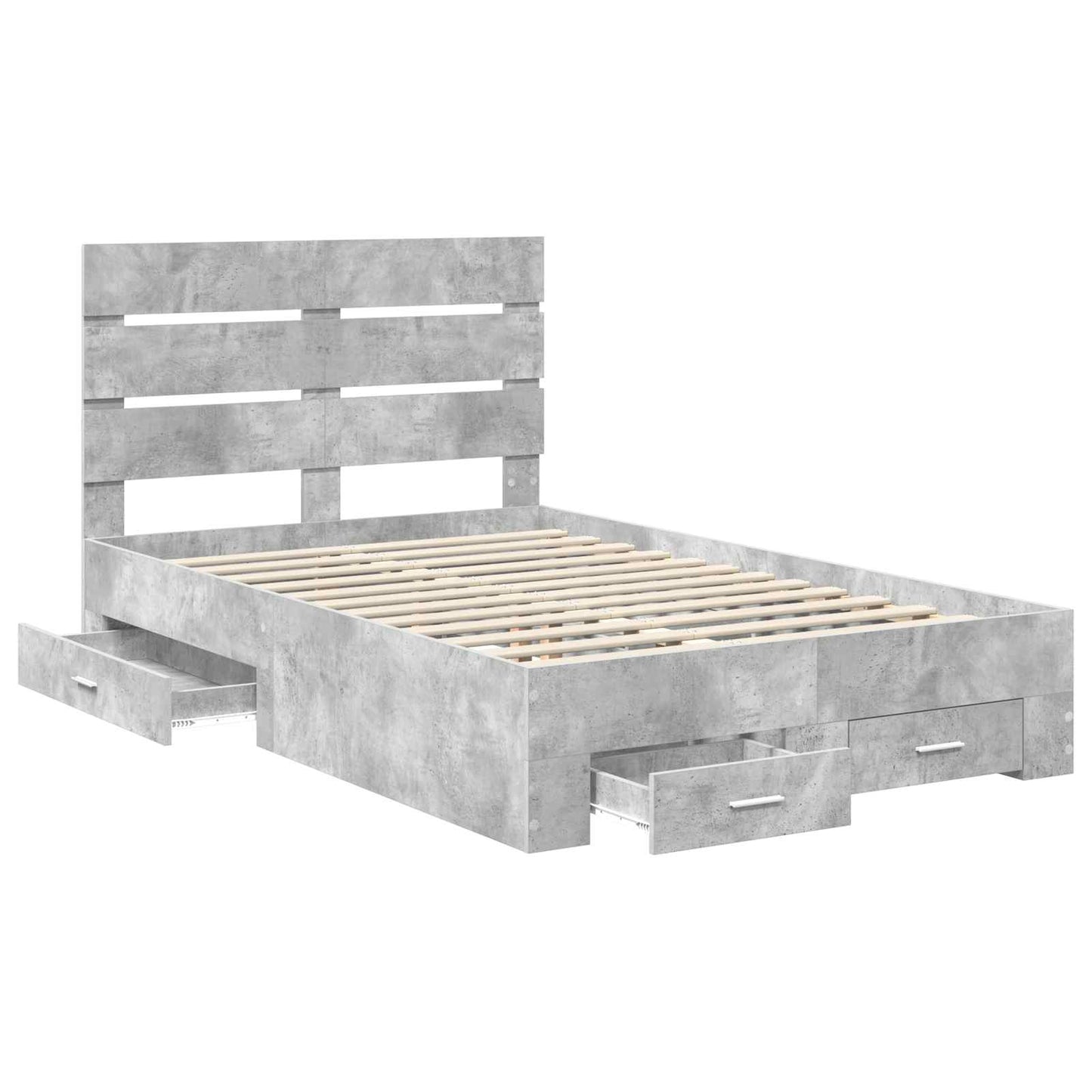 vidaXL Bed Frame Concrete Grey 120 x 200 cm Engineered Wood 5