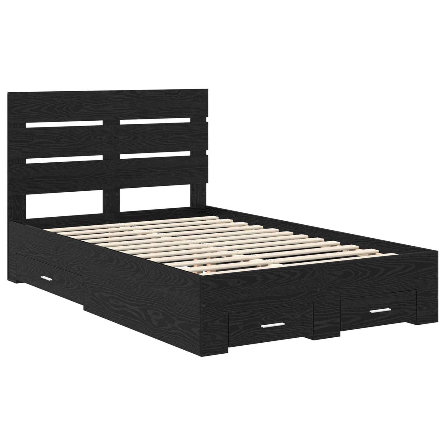 vidaXL Bed Frame with Drawer Black Oak 120 x 190 cm Engineered Wood 4