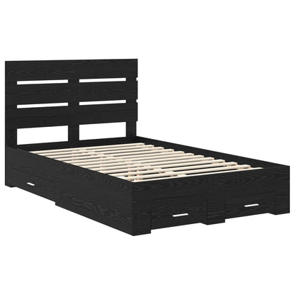 vidaXL Bed Frame with Drawer Black Oak 120 x 190 cm Engineered Wood 4