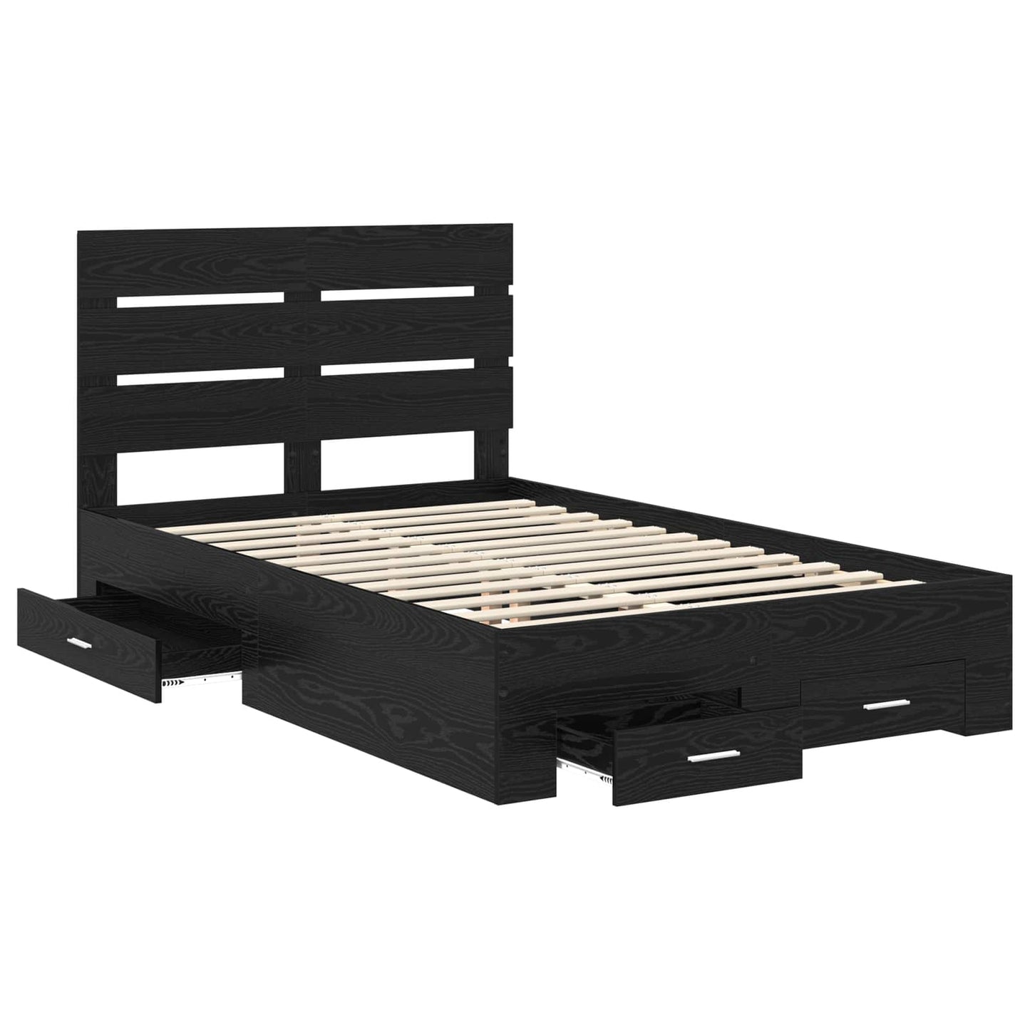 vidaXL Bed Frame with Drawer Black Oak 120 x 190 cm Engineered Wood 5