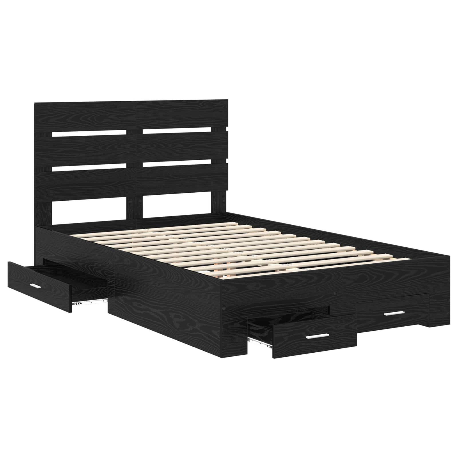 vidaXL Bed Frame with Drawer Black Oak 120 x 190 cm Engineered Wood 5