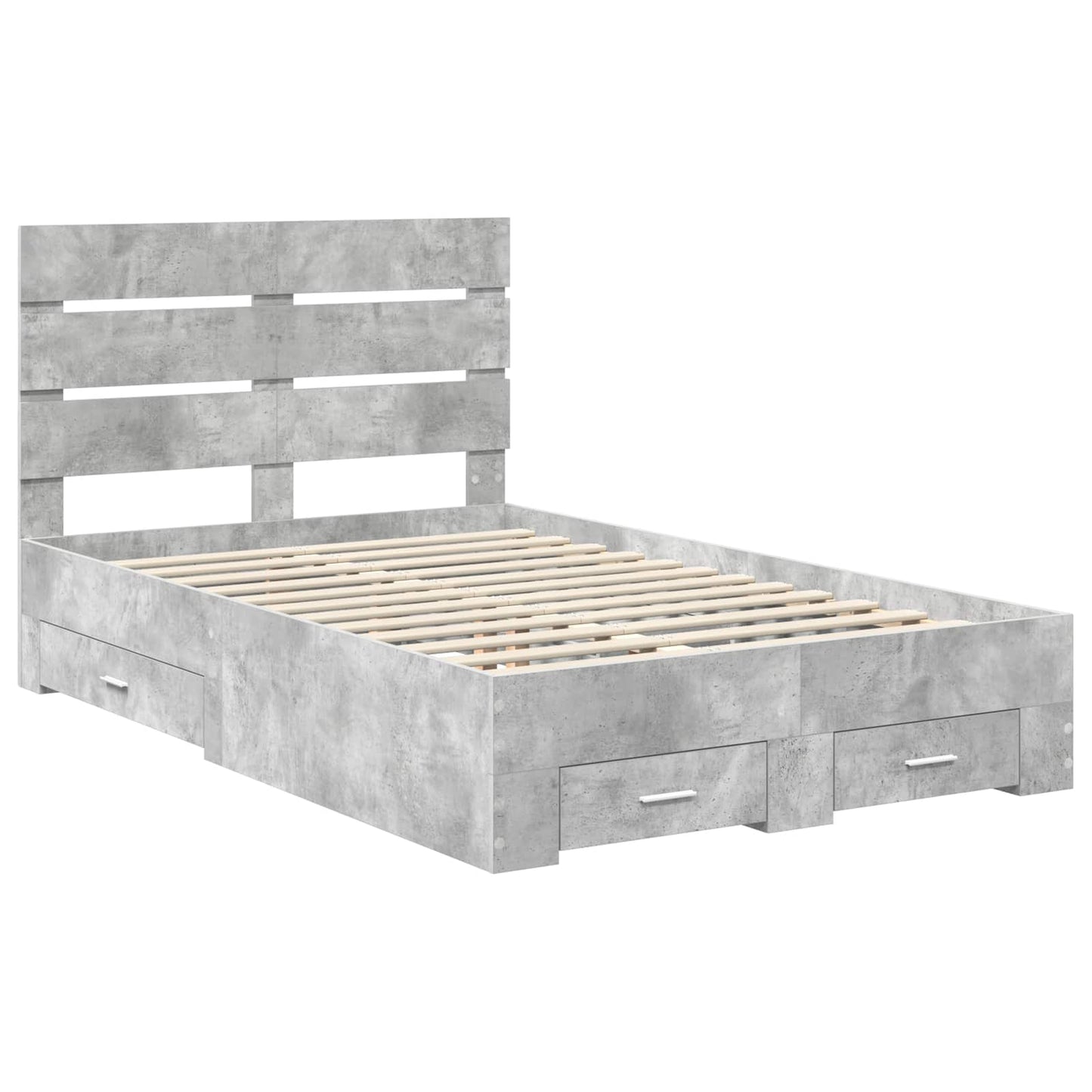 vidaXL Bed Frame Concrete Grey 120 x 190 cm Engineered Wood 4