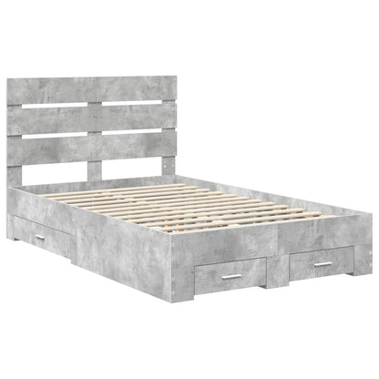 vidaXL Bed Frame Concrete Grey 120 x 190 cm Engineered Wood 4