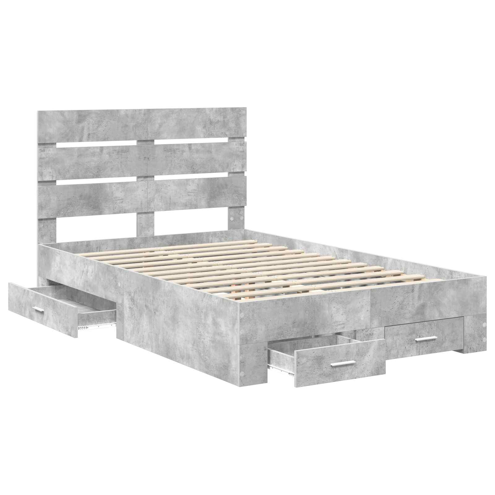 vidaXL Bed Frame Concrete Grey 120 x 190 cm Engineered Wood 5