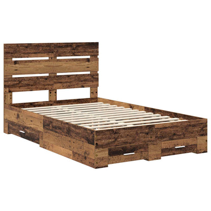 vidaXL Bed Frame with Drawer Old Wood 120 x 190 cm Engineered Wood 4