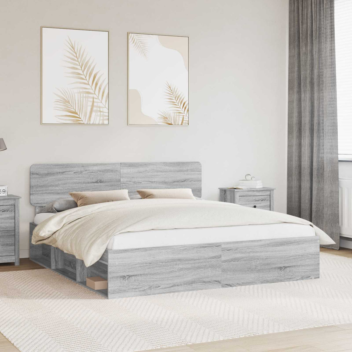 vidaXL Bed Frame 200 x 200 cm Solid Pine Wood Length 200 cm Width 200 cm