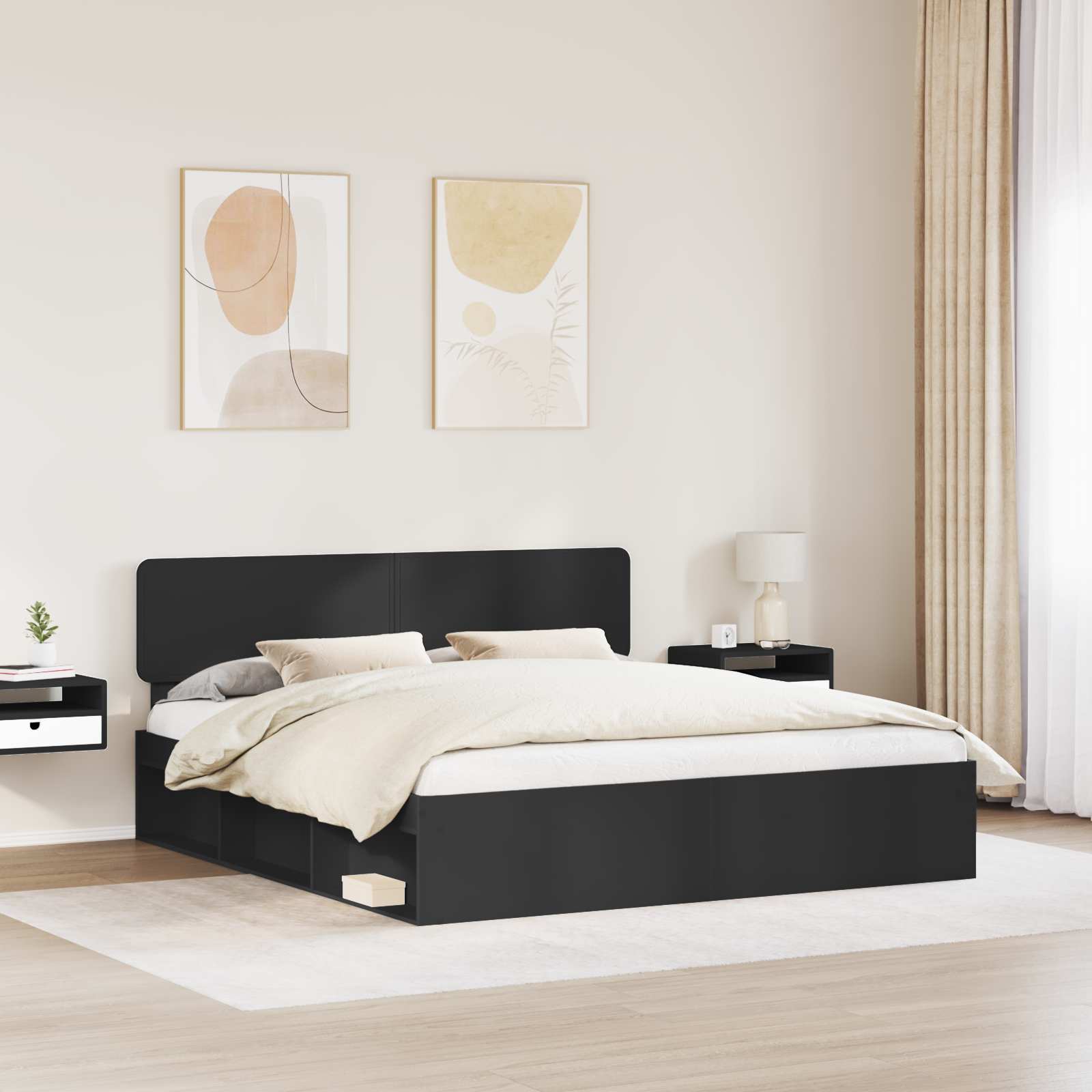 vidaXL Bed Frame with Headboard Black 180 x 200 cm Solid Pine Wood 3
