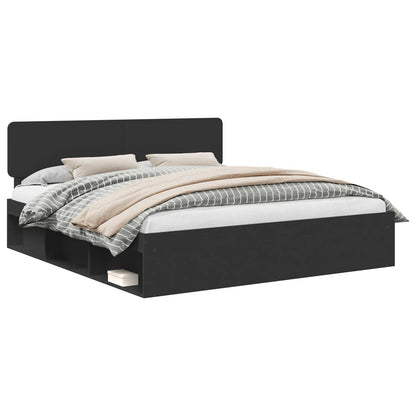 vidaXL Bed Frame with Headboard Black 180 x 200 cm Solid Pine Wood 2