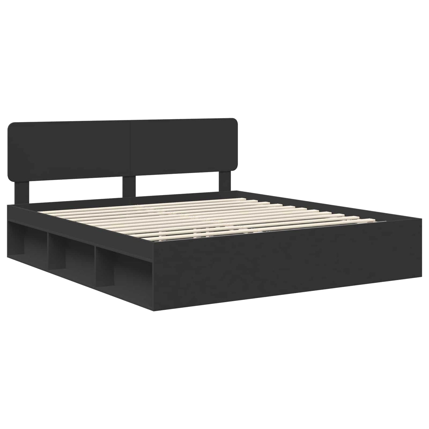 vidaXL Bed Frame with Headboard Black 180 x 200 cm Solid Pine Wood 4