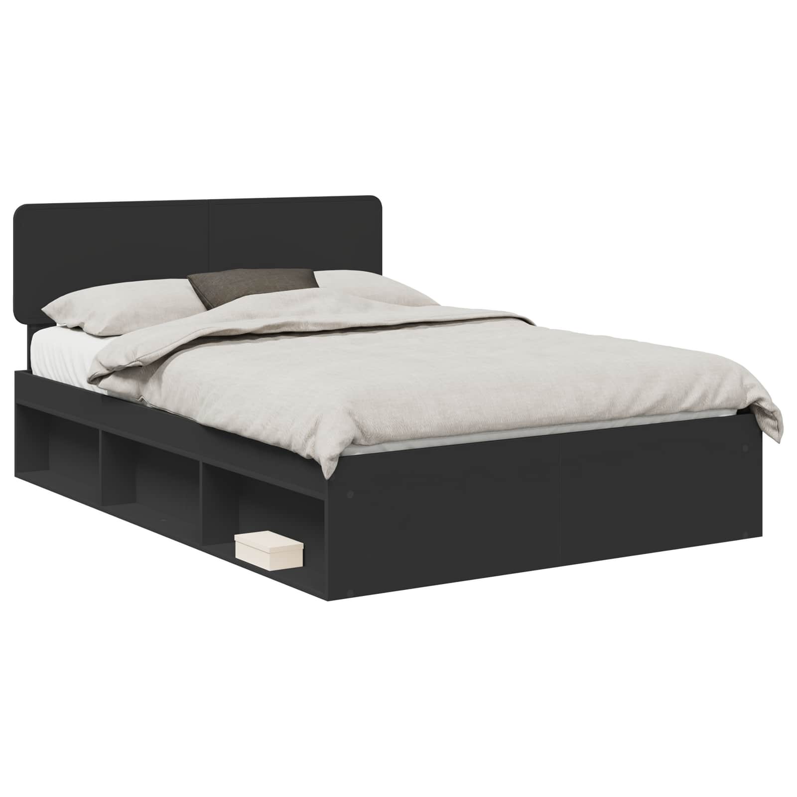 vidaXL Bed Frame with Headboard Black 160 x 200 cm Solid Pine Wood 2