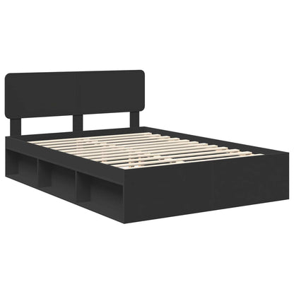 vidaXL Bed Frame with Headboard Black 160 x 200 cm Solid Pine Wood 4