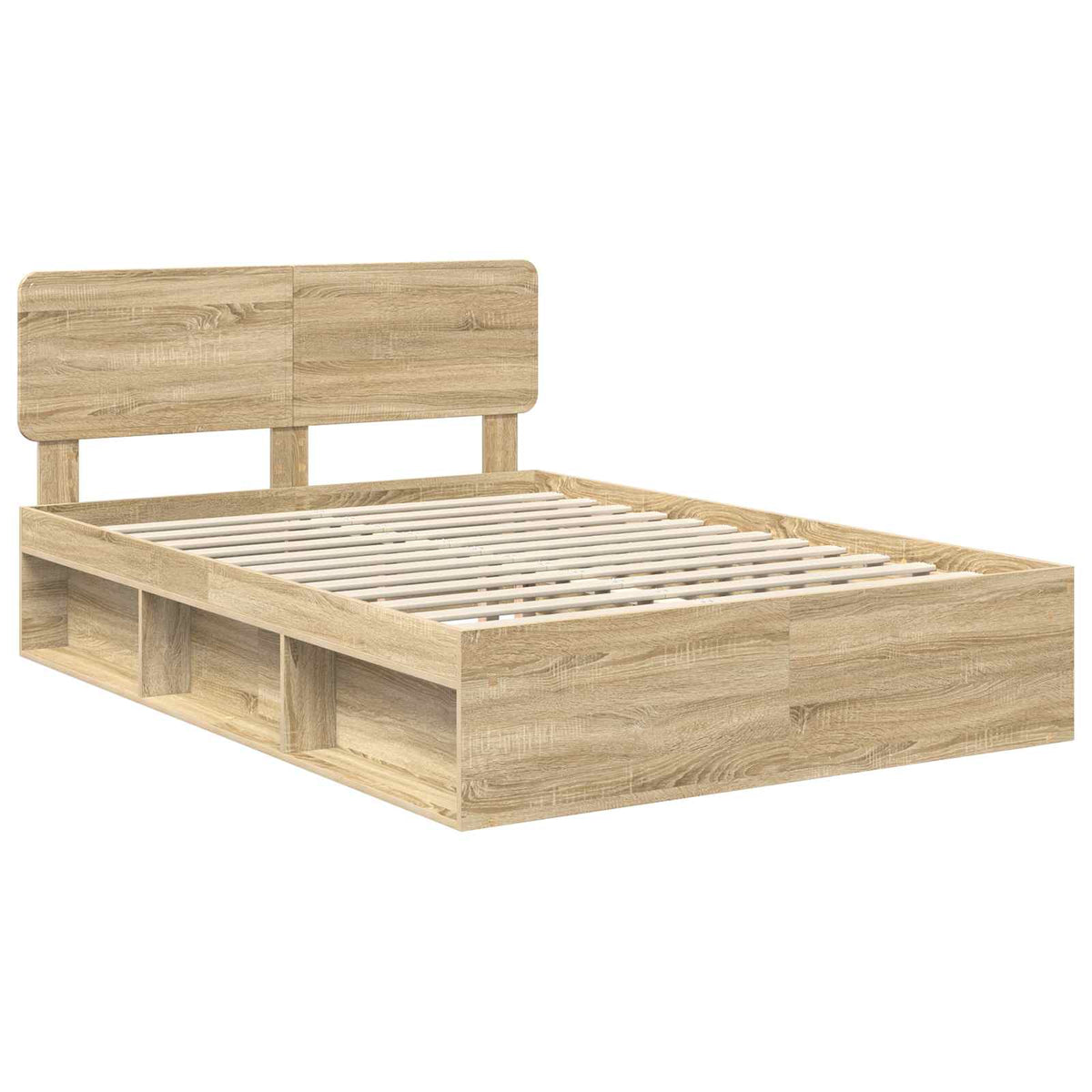 vidaXL Bed Frame Sonoma Oak 160 x 200 cm Solid Pine Wood 4