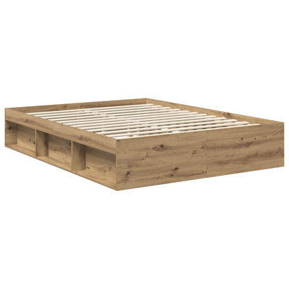 vidaXL Bed Frame Artisan Oak 150 x 200 cm Solid Pine Wood 5