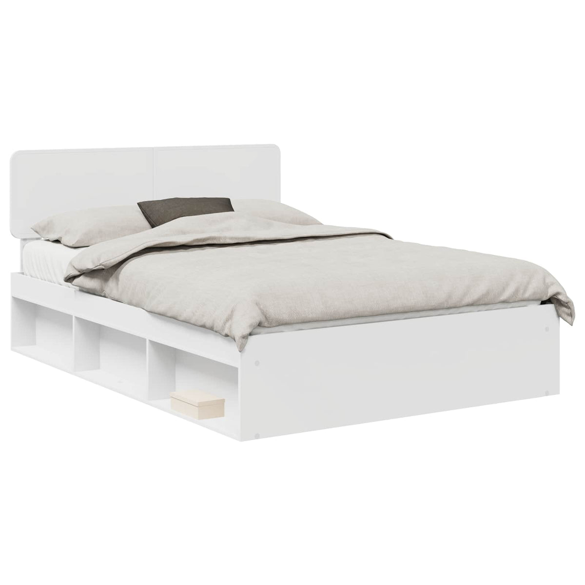 Bed Frame 140 x 190 cm Solid Pine Wood Length 190 cm Width 140 cm White