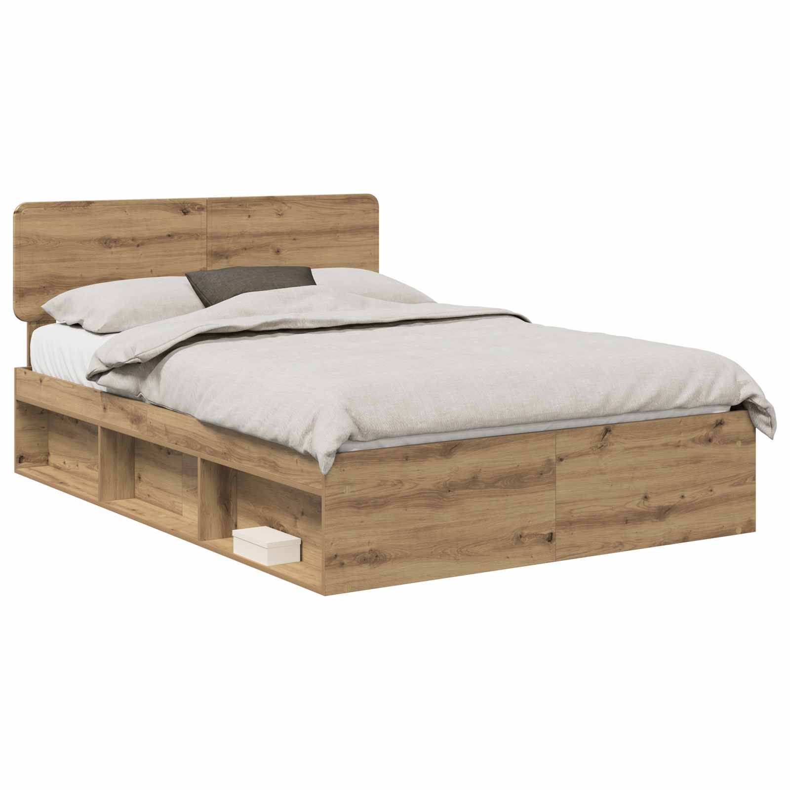 vidaXL Bed Frame Artisian Oak 140 x 190 cm Solid Pine Wood 2