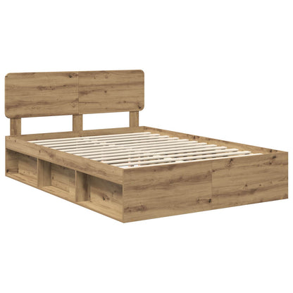 vidaXL Bed Frame Artisian Oak 140 x 190 cm Solid Pine Wood 4
