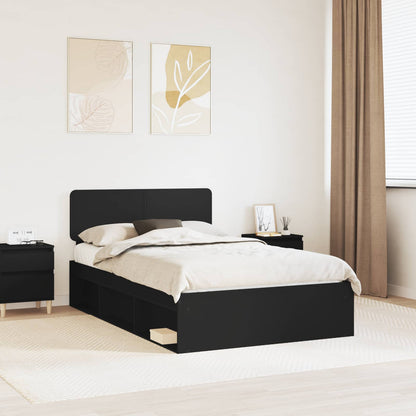 vidaXL Bed Frame with Headboard Black 135 x 190 cm Solid Pine Wood 1