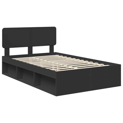 vidaXL Bed Frame with Headboard Black 135 x 190 cm Solid Pine Wood 4