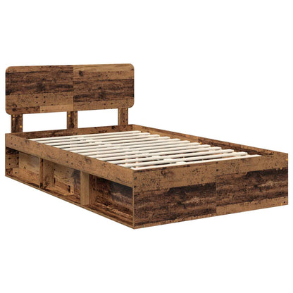 vidaXL Bed Frame with Headboard Old Wood 135 x 190 cm Solid Pine Wood 4