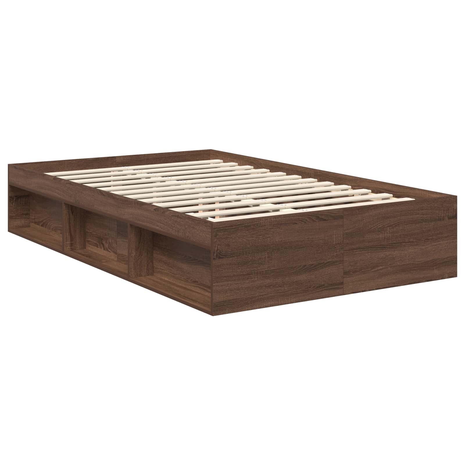 vidaXL Bed Frame with Headboard Brown Oak 120 x 200 cm Solid Pine Wood 5