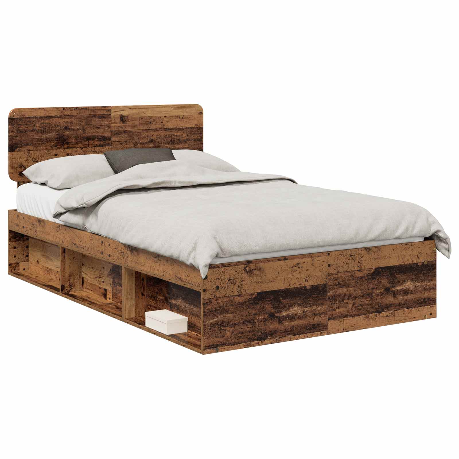 vidaXL Bed Frame with Headboard Old Wood 120 x 200 cm Solid Pine Wood 2