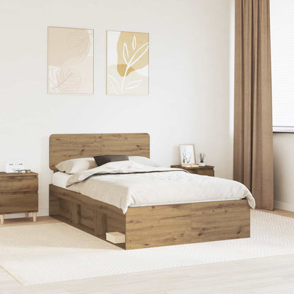 vidaXL Bed Frame Artisian Oak 120 x 200 cm Solid Pine Wood 1