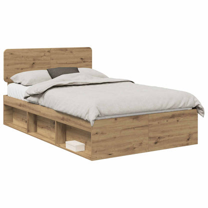 vidaXL Bed Frame Artisian Oak 120 x 200 cm Solid Pine Wood 2