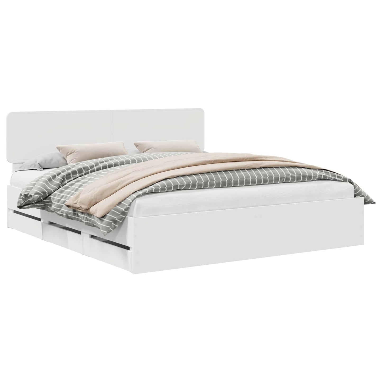 vidaXL Bed Frame with Drawer White 200 x 200 cm Engineered Wood 2