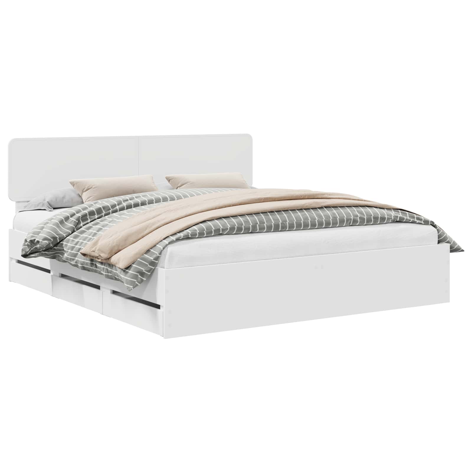 vidaXL Bed Frame with Drawer White 200 x 200 cm Engineered Wood 2