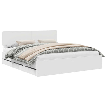 vidaXL Bed Frame with Drawer White 200 x 200 cm Engineered Wood 2