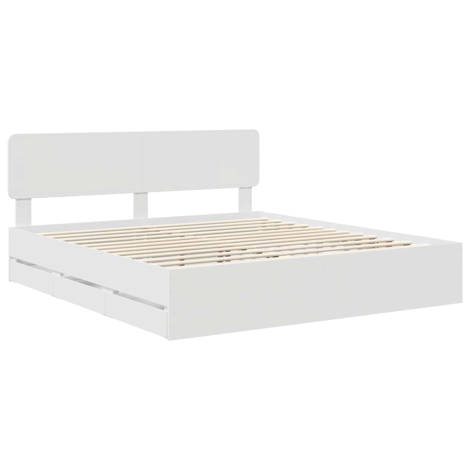 vidaXL Bed Frame with Drawer White 200 x 200 cm Engineered Wood 4