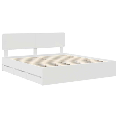 vidaXL Bed Frame with Drawer White 200 x 200 cm Engineered Wood 4