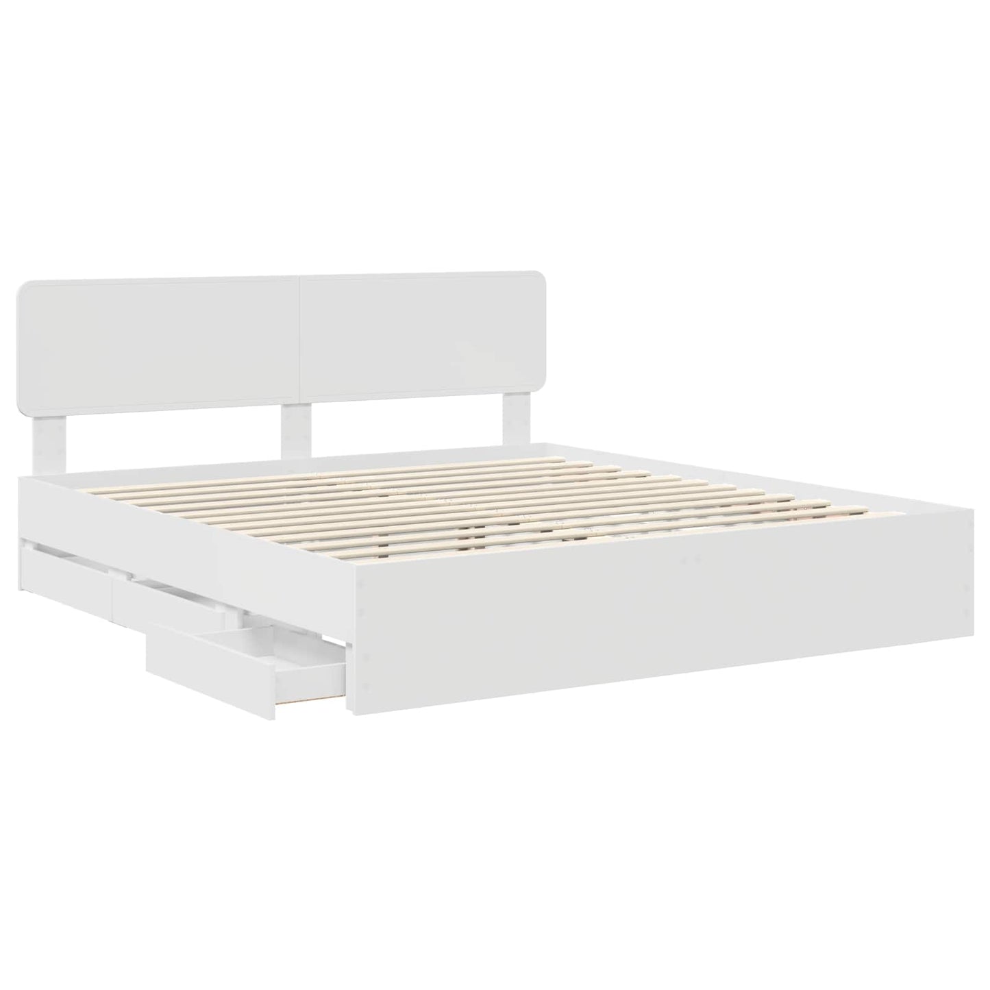 vidaXL Bed Frame with Drawer White 200 x 200 cm Engineered Wood 5