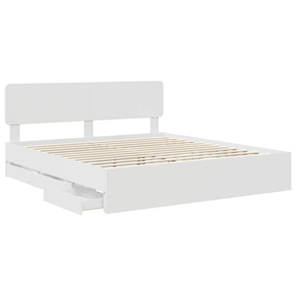 vidaXL Bed Frame with Drawer White 200 x 200 cm Engineered Wood 5