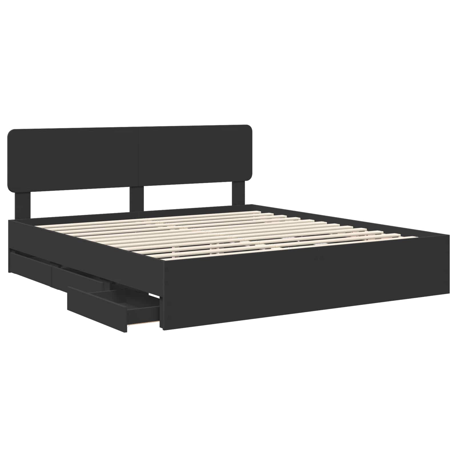 vidaXL Bed Frame with Drawer Black 200 x 200 cm Engineered Wood 5